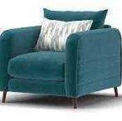 RRP £800 Ex Display Sofology Turquoise Single Armchair With Pouffe
