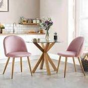 RRP £200 Unboxed X2 Pink Velvet Dining Chairs(Cr2)