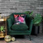 RRP £200 Ex Display Green Velvet Armchair With Cushions