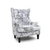 RRP £200 Boxed Crushed Velvet Single Arm Chair In Grey(Cr2)