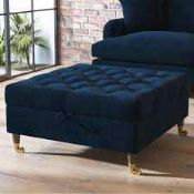 RRP £300 Fabric Pouffe In Navy(Cr3)