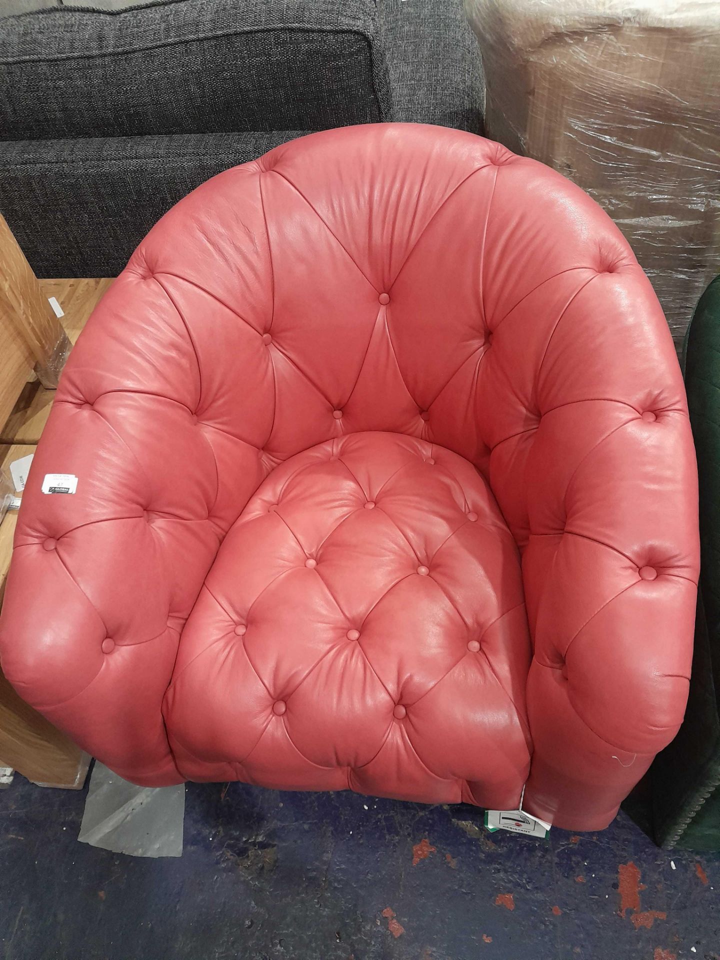 RRP £500 Ex Display Sofology Vintage Leather Armchair In Red - Image 2 of 2