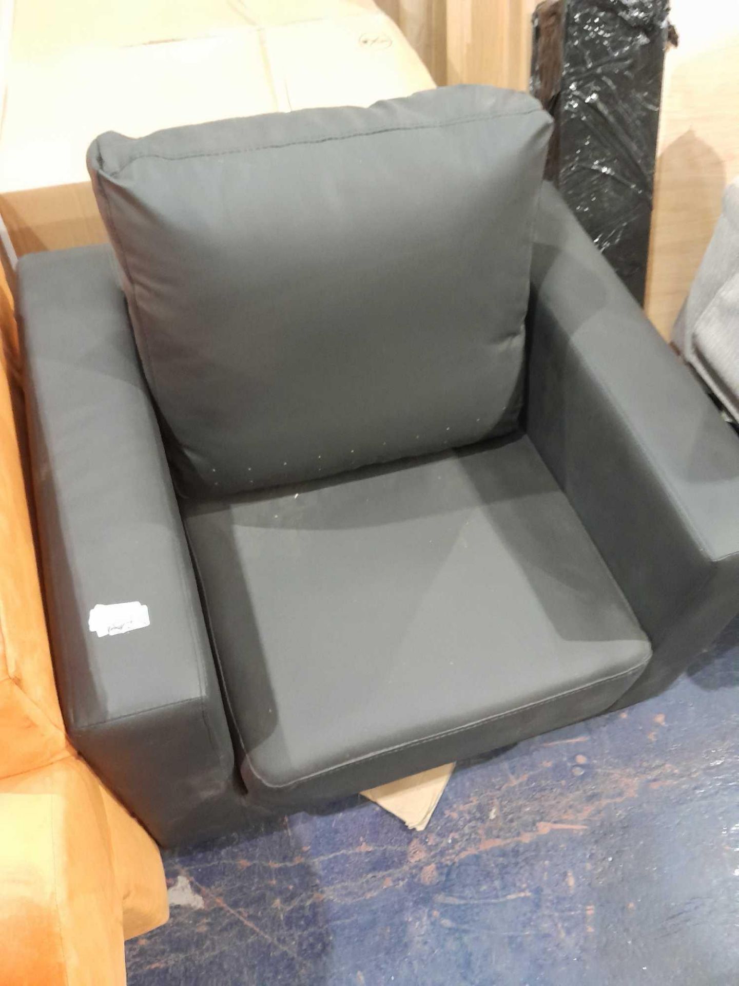 RRP £200 Black Faux Leather Armchair(No Legs)(Cr2) - Image 2 of 2