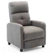 RRP £250 Boxed Push Back Fabric Recliner In Grey(Cr2)