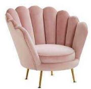 RRP £180 Pink Velvet Shell Chair No Legs(Cr2)