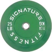 RRP £650 Brand New Signature Fitness 2 Olympic Bumper Plate Weight Plates 160LB Set (2x 10/25/45LB)