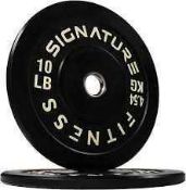 RRP £650 Brand New Signature Fitness 2" Olympic Bumper Plate Weight Plates 160LB Set (2x 10/25/45LB)