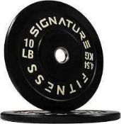 RRP £650 Brand New Signature Fitness 2 Olympic Bumper Plate Weight Plates 160LB Set (2x 10/25/45LB)