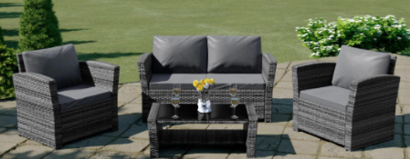RRP £350 Ex Display 4 Seater Rattan Set, With Cushions