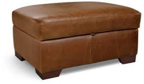 RRP £300 Ex Display Brown Leather Pouffe With Storage Space