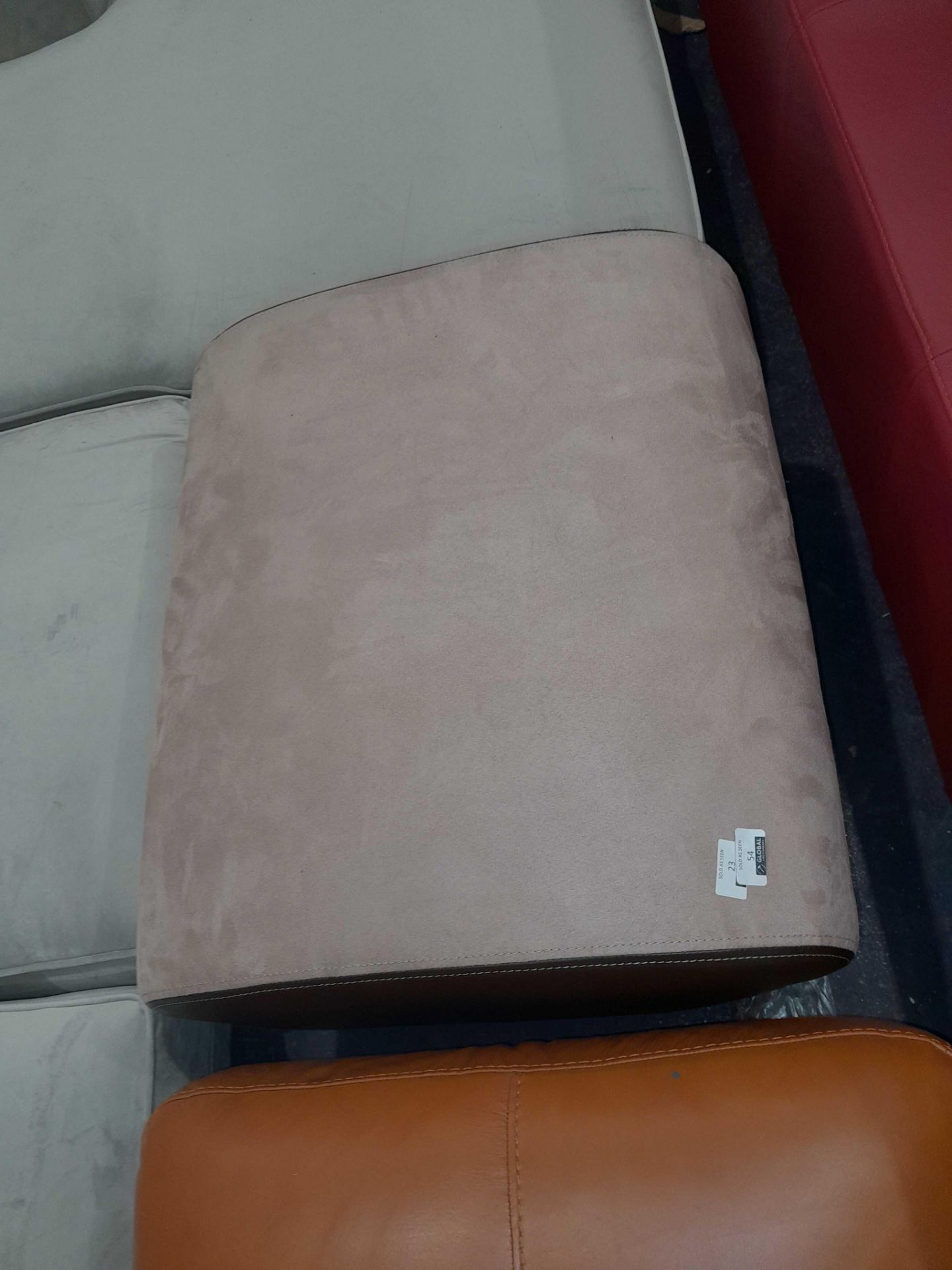 RRP £300 Ex Display Footstool Cream & Brown Leather - Image 2 of 2