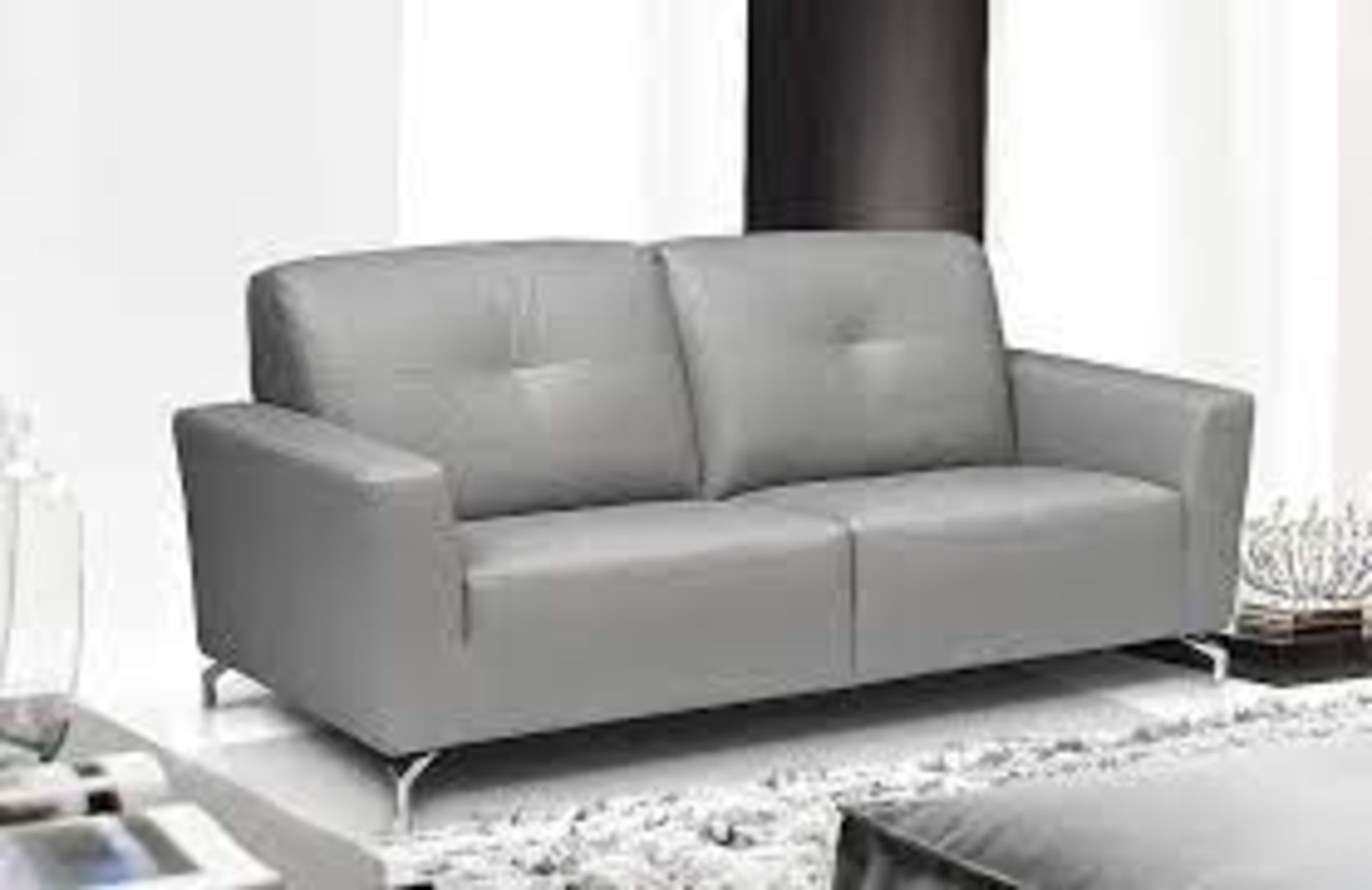 RRP £800 Ex Display Leather 3 Seater In Grey