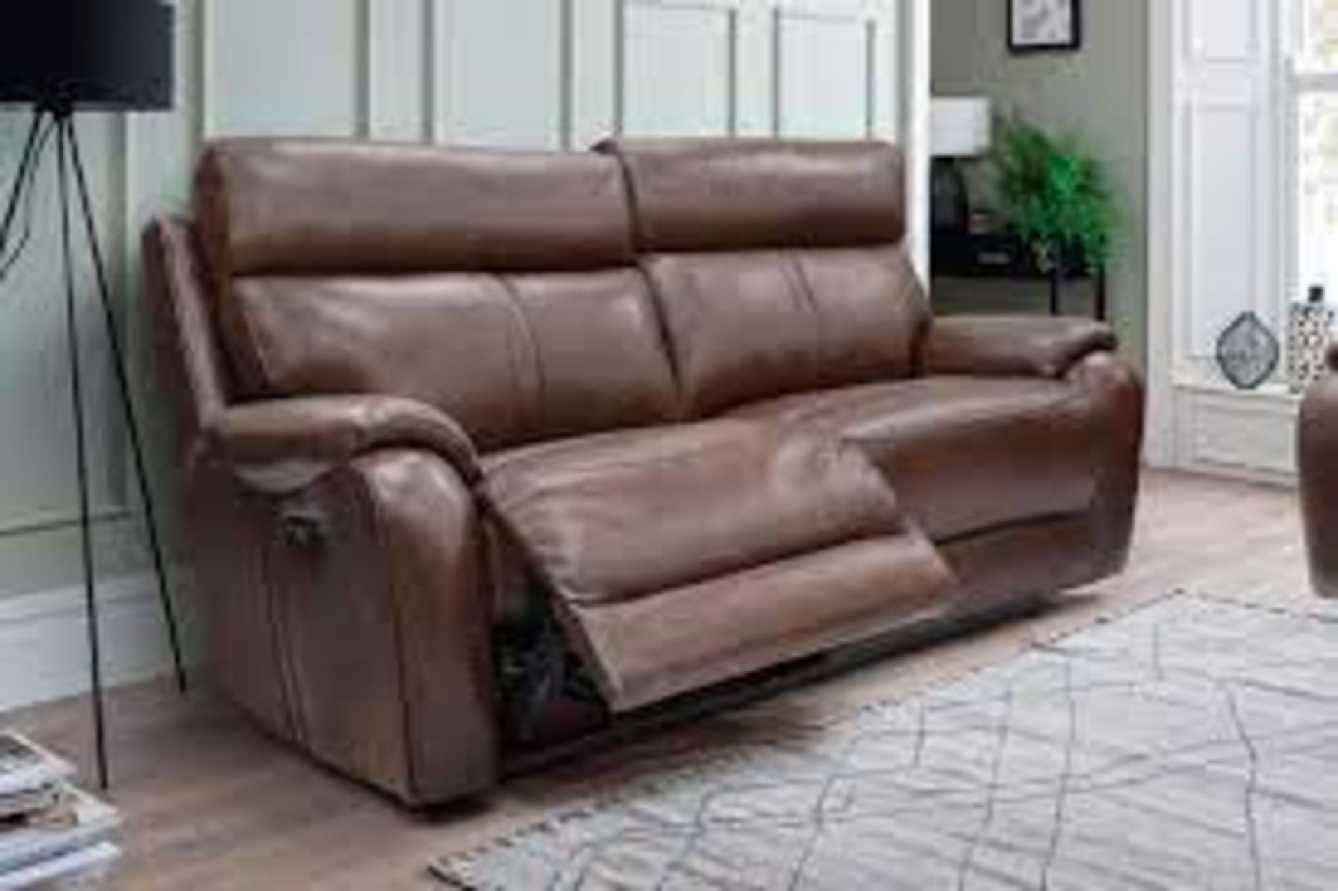 RRP £2200 Ex Display Leather 3 Seater Recliner Sofa, Brown