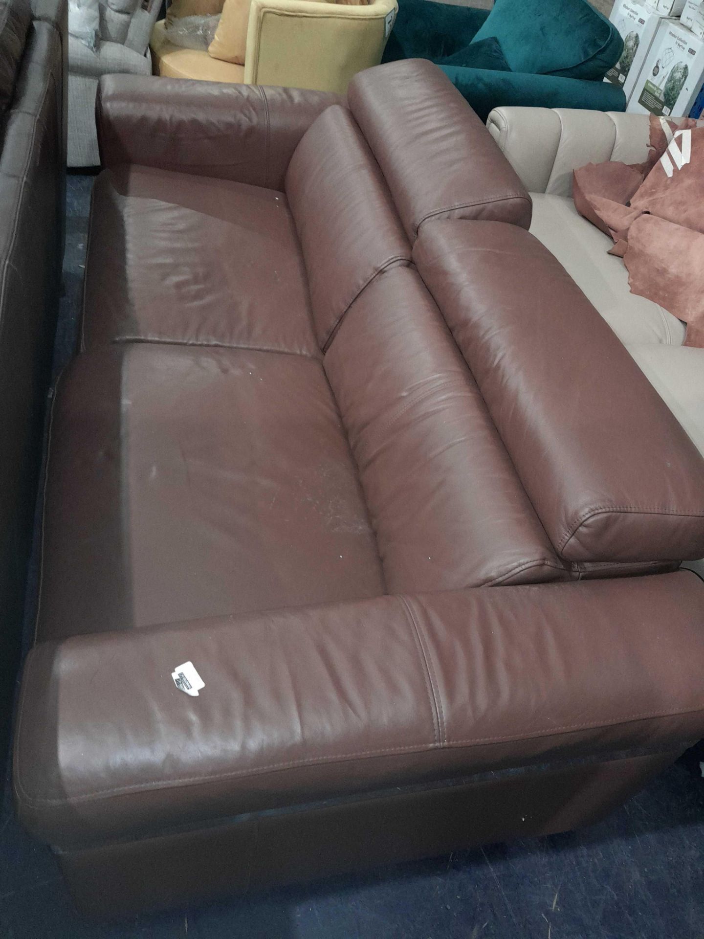 RRP £2200 Ex Display Leather 3 Seater Recliner Sofa, Brown - Image 2 of 2