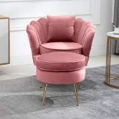 RRP £250 Pink Velvet Shell Chair With Footstool