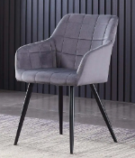 RRP £100 Boxed Mariners Velvet Side Chair In Grey(Cr1)