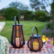 RRP £120 Brand New X2 Rattan Hanging Solar Lights