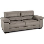 RRP £800 Ex Display Leather 3 Seater Couch In Grey