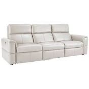 RRP £1500 Ex Display 6 Seater Leather Couch In Beige