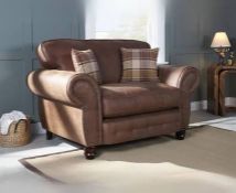 RRP £500 Ex Display Buttoned Large Brown Armchair