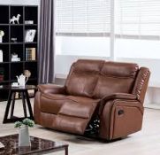 RRP £600 Ex Display 2 Seater Recliner Sofa, Brown Leather