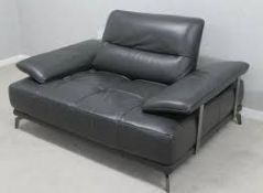 RRP £1800 Ex Display Leather Extra Deep Seated Recliner In Charcoal