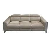 RRP £1500 Ex Display 6 Seater Leather Couch In Beige