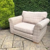 RRP £400 Ex Display Chequered Armchair In Beige