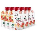 RRP £275 X56 Boxes Mama Bear Organic Strawberry & Banana Yogurt 540G (6X90G) 12+ Months, Bb 18/10/23