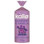 RRP £120 X40 Kallo Bluberry And Vanilla Wholegrain Low Fat Rice And Corn Cakes Gluten Free 131G (Bb