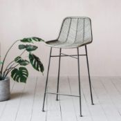 RRP £200 Brand New Wooden Green Wicker Style Bar Stools