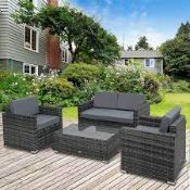 RRP £1500 - Pallet Containing Rattan Furniture Set Part Lots, Parasols, Bases, Side Board, Kitchen T