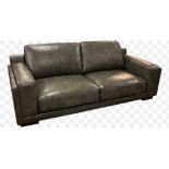 RRP £800 Ex Display Leather 3 Seater Couch In Grey