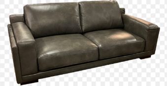 RRP £800 Ex Display Leather 3 Seater Couch In Grey