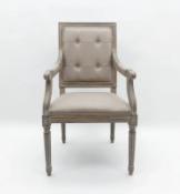 RRP £260 Unboxed Oak Grey Frame Squared Linen Dining Chair (Cr1)
