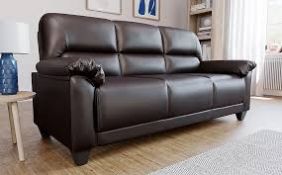 RRP £800 Ex Display 3 Seater Brown Leather Sofa