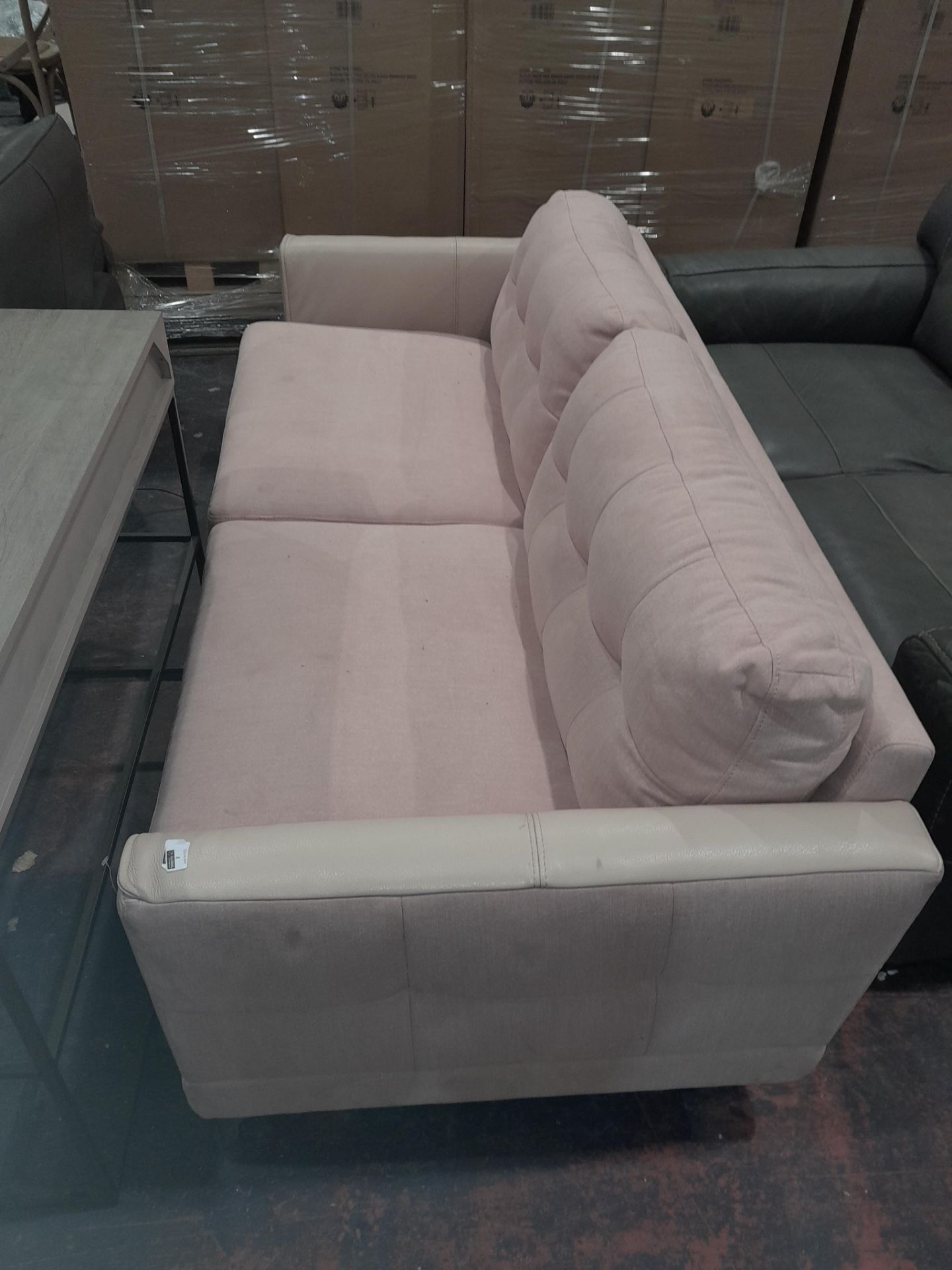 RRP £1000 Ex Display Fabric & Leather 4 Seater Sofa In Salmon - Image 2 of 2