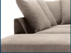 RRP £650 Ex Display Fabric & Faux Leather Corner Sofa In Beige & Brown