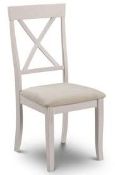 RRP £160 Unboxed Wooden Crossback Dining Chair With Fabric Seat(Cr1)