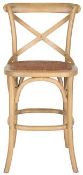 RRP £220 Unboxed Wooden Barstool With Rattan Style Seat(Cr1)