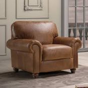 RRP £600 Ex Display X2 Leather Armchairs In Brown