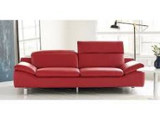 RRP £1000 Ex Display 4 Seater Leather Couch In Red