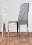 RRP £190 Boxed Faux Leather Tall Back Dining Chairs In Elephant Grey(Cr1)