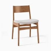 RRP £270 Boxed West Elm Baltimore Dining Chair In Stone & Walnut(Cr1)