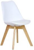 RRP £220 Boxed Padded Plastic Dining Chairs In White x2(Cr1)
