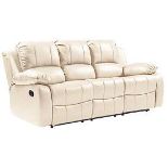 RRP £1000 Ex Display Cream Leather Recliner 3 Seater Sofa (S)