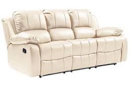 RRP £1000 Ex Display Cream Leather Recliner 3 Seater Sofa (S)