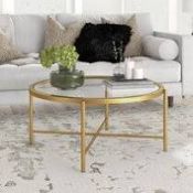 RRP £550 Ex Display Gold Framed Mirror Coffee Table