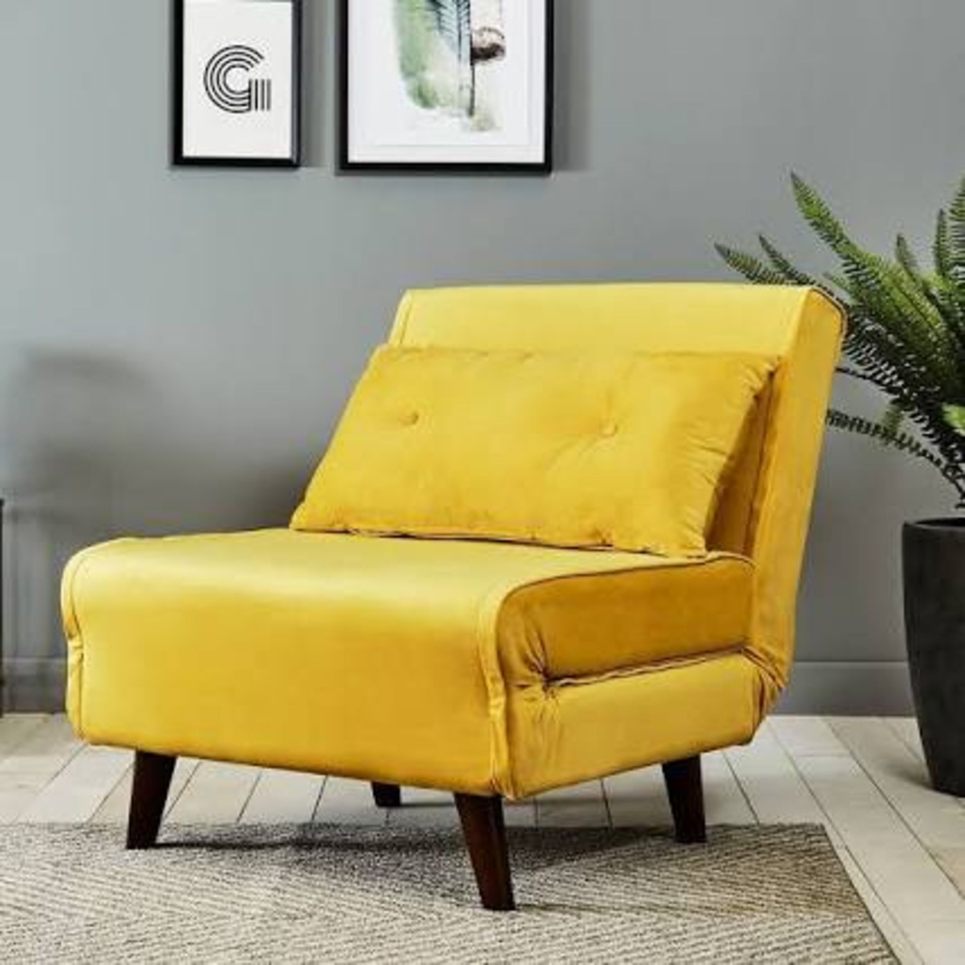 RRP £200 Ex Display Single Foldable Sofa Bed In Yellow With Cushion