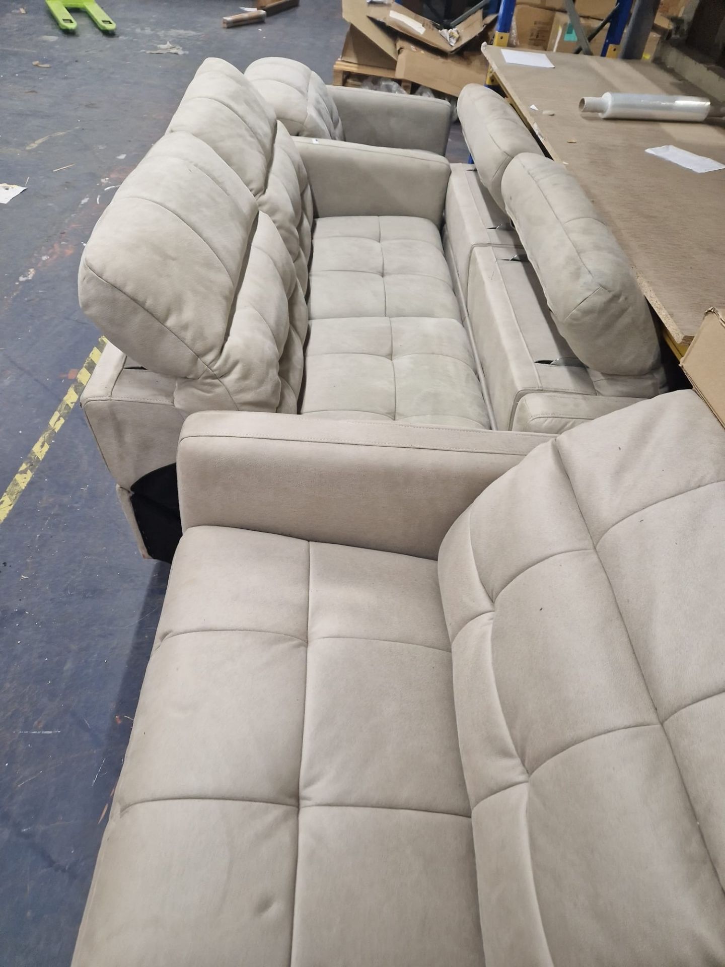 RRP £2100 Ex Display Cream/Natural 7 Seater Corner Sofa With Reclining Headrests - Image 2 of 3